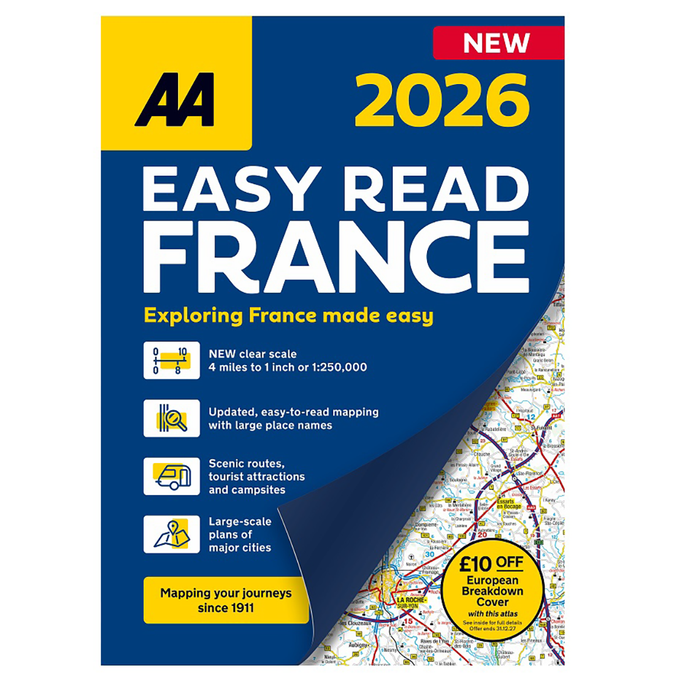 AA Easy Read France Atlas 2026 the best size for navigating and planning
